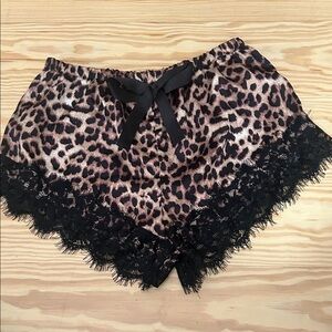 Cheetah and lace silky pajama shorts